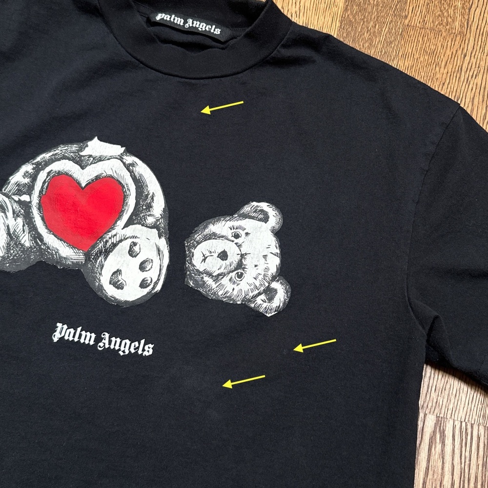 Palm Angels Headless Bear In Love Black Short Sleeve Cotton T Shirt Mens Large - Picture 4 of 10